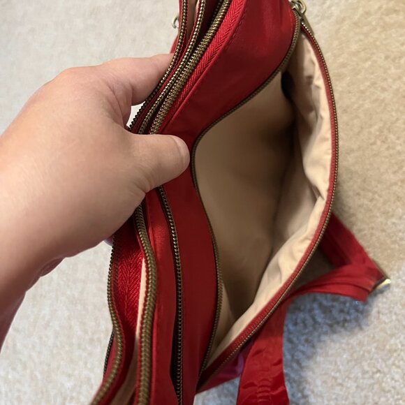 Travelon Anti-Theft Signature 3 Compartment Crossbody, Cayenne, Straight Pocket - Picture 11 of 11